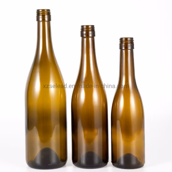 Bottiglia di vino rosso di forma bordeaux da 187 ml 375 ml 500 ml 750 ml 1000 ml Bottiglia di vino in vetro verde con uva